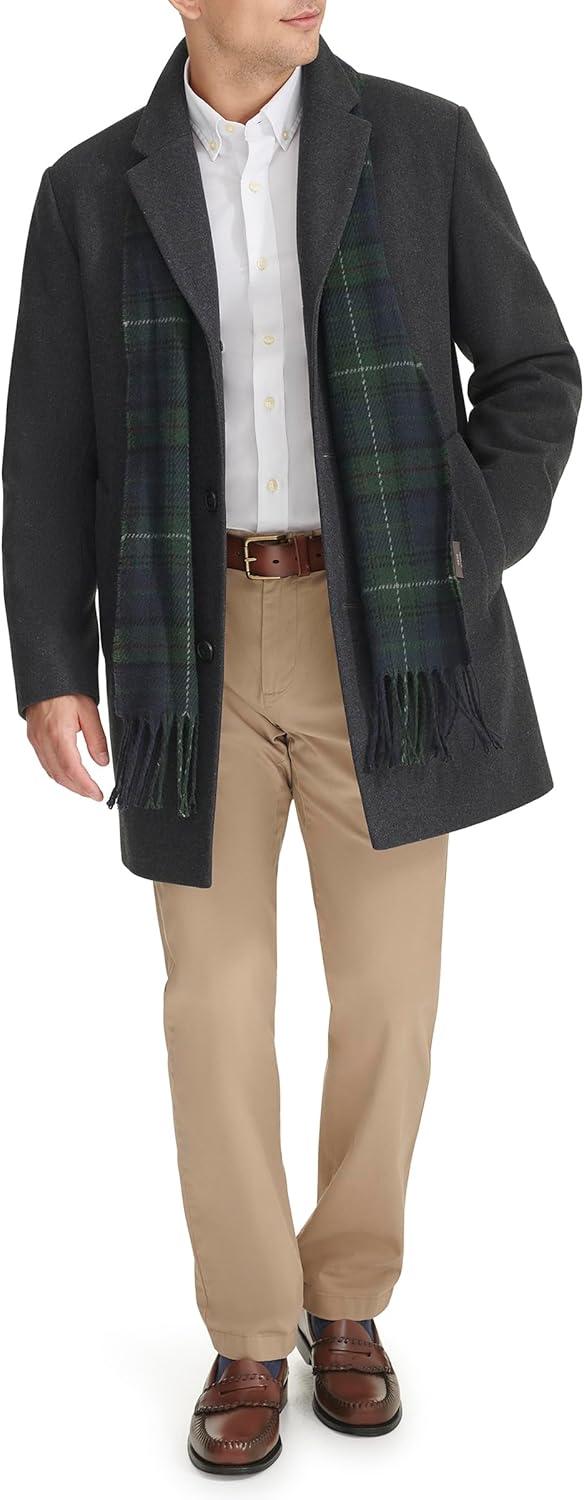 imageDOCKERS mens The Henry Wool Blend Top CoatCharcoal With Scarf