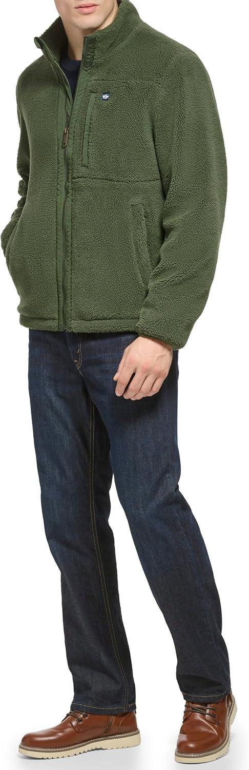 imageDOCKERS mens Zip Front Sherpa Fleece Jacket With Chest PocketDark Olive