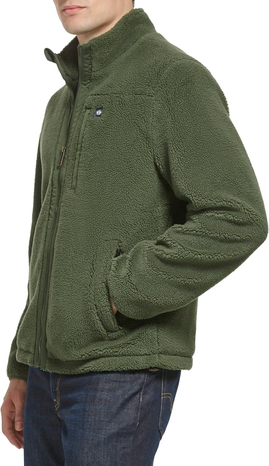 imageDOCKERS mens Zip Front Sherpa Fleece Jacket With Chest PocketDark Olive