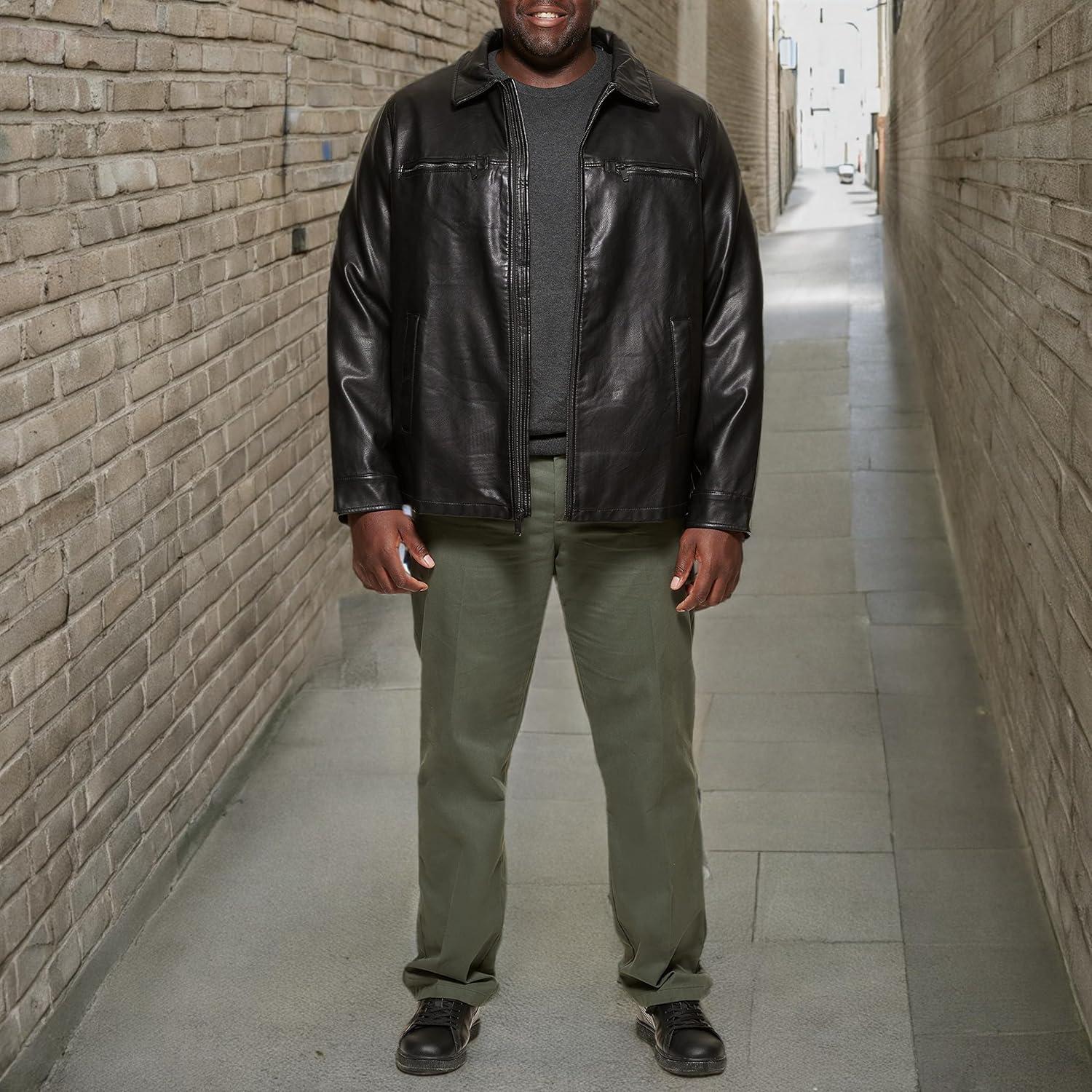 imageDockers Mens James Faux Leather Jacket Regular Big ampamp Tall SizesBlack W Chest Zip