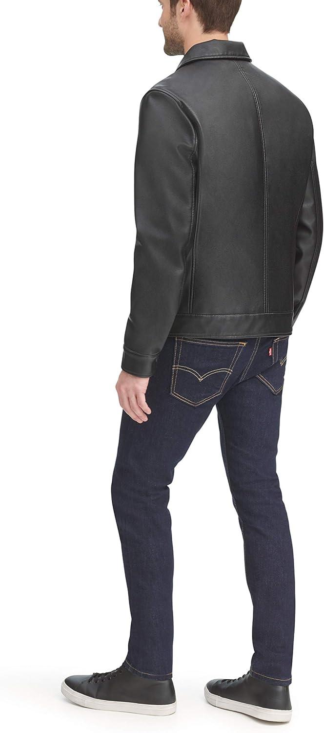 imageDockers Mens James Faux Leather Jacket Regular Big ampamp Tall SizesBlack W Chest Zip