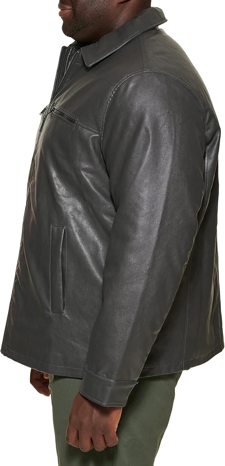 imageDockers Mens James Faux Leather Jacket Regular Big ampamp Tall SizesGrey W Chest Zip