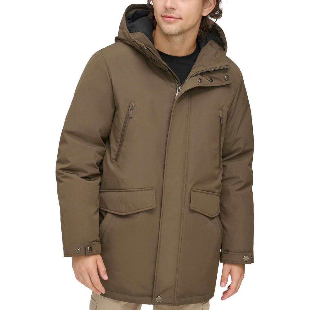 imageDOCKERS mens Arctic Cloth Heavyweight Parka JacketFern Flat Front