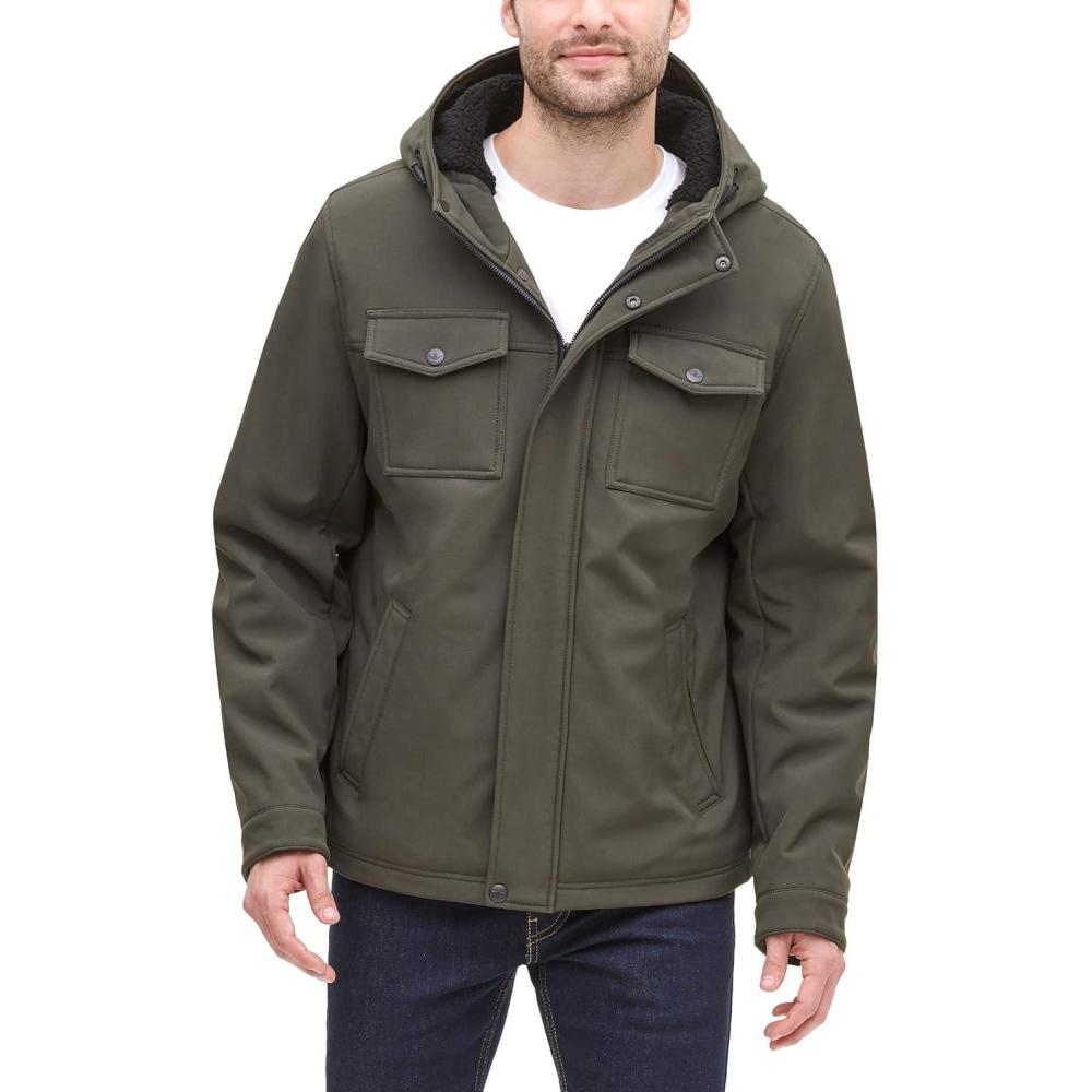 imageDOCKERS mens Arctic Cloth Sherpa Storm JacketOlive Soft Shell