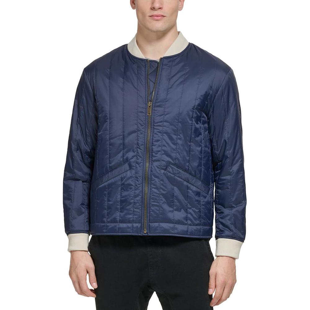 imageDOCKERS mens Channel Quilted Open Bottom Bomber JacketNavy