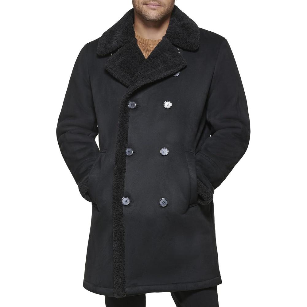 imageDOCKERS mens Faux Shearling Midlength OvercoatBlack
