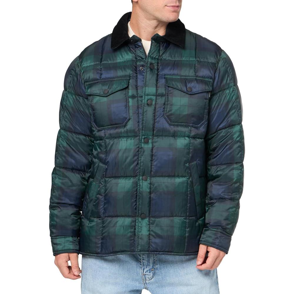 imageDOCKERS mens Quilted Puffer ShacketBlack Watch Plaid