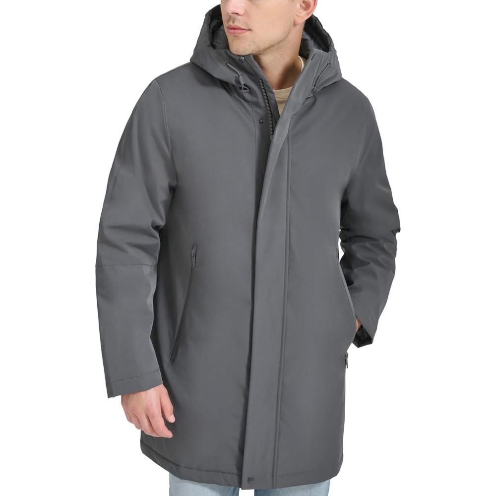 imageDOCKERS mens Softshell Midlength Hooded City CoatAsphalt