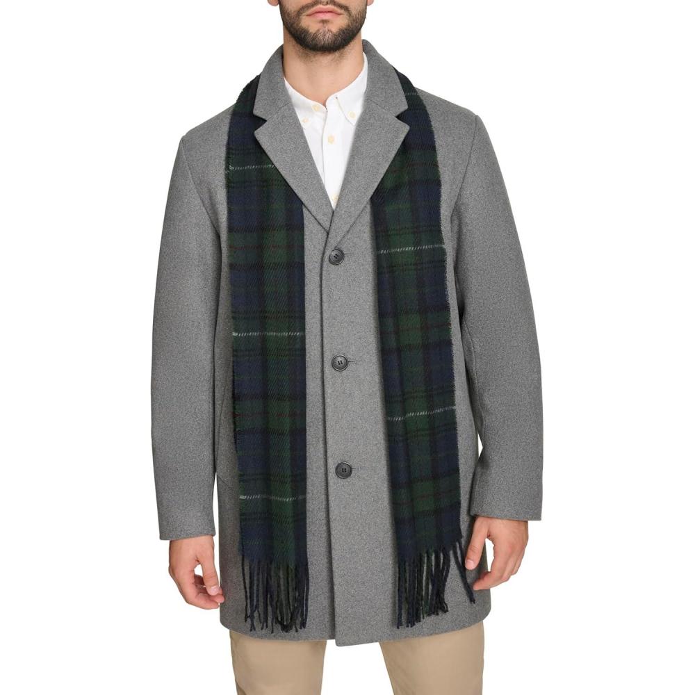 imageDOCKERS mens The Henry Wool Blend Top CoatLight Grey With Scarf