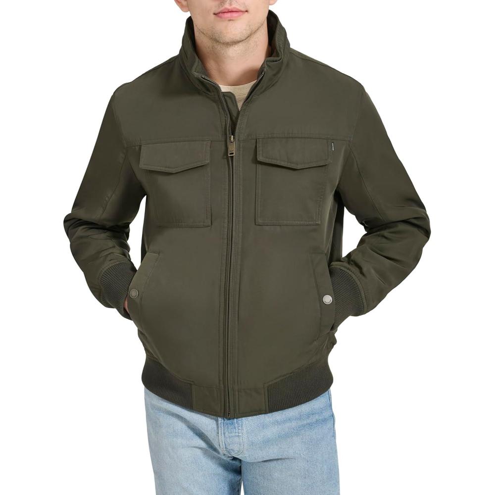 imageDockers Mens Quilted Lined Flight Bomber JacketArmy Green