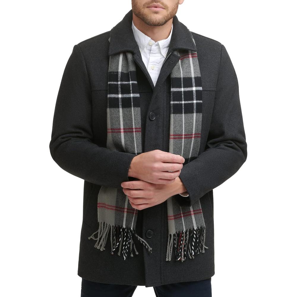 imageDockers mens Weston Wool Blend Coat With Scarf Regular and Big ampamp TallCharcoal