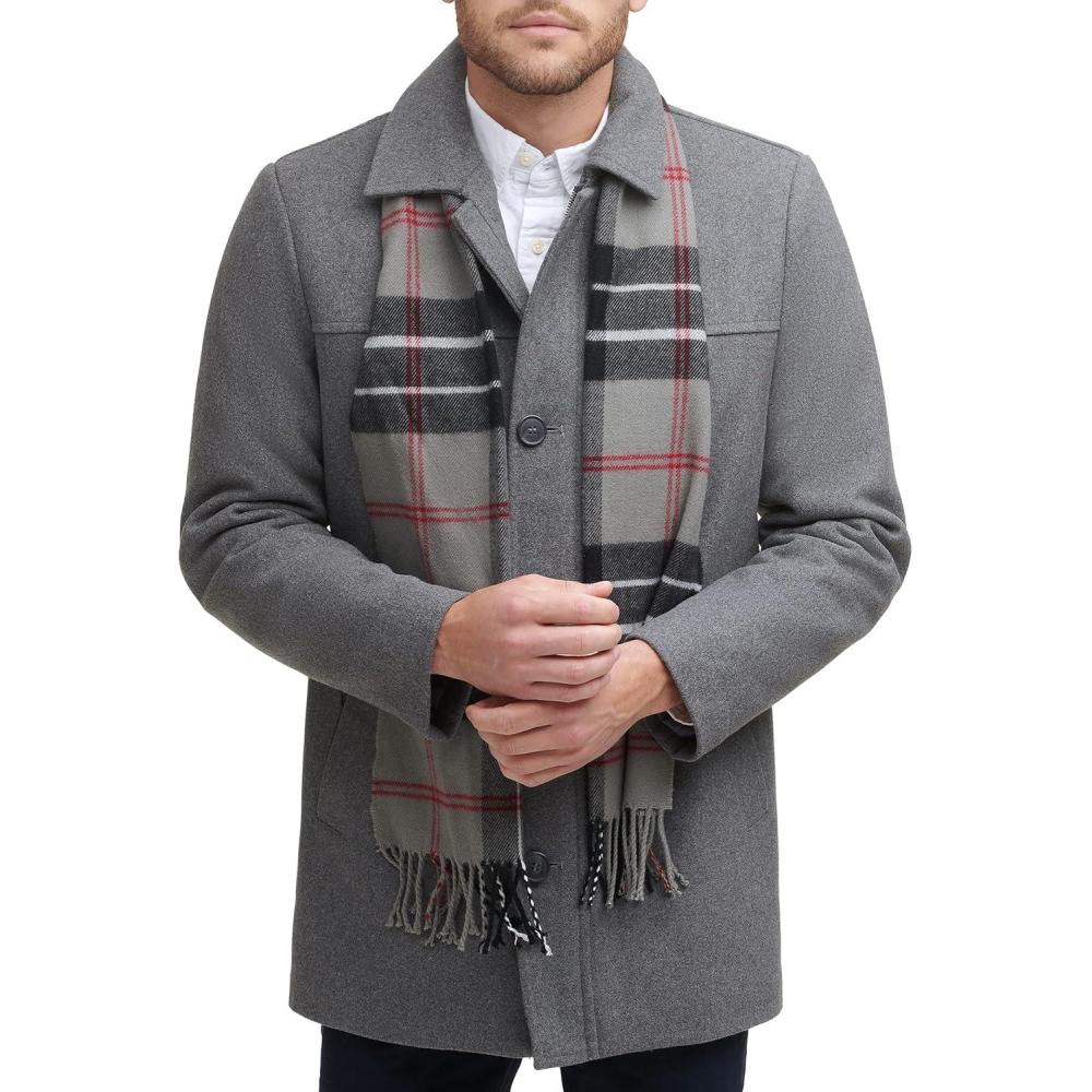 imageDockers mens Weston Wool Blend Coat With Scarf Regular and Big ampamp TallLight Grey