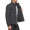 DOCKERS Men’s Faux Leather Military Jacket(Black)