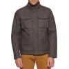DOCKERS Men’s Faux Leather Military Jacket(Dark Brown)