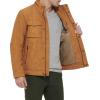 DOCKERS Men’s Faux Leather Military Jacket(Gold Nubuck Faux Suede)