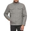 DOCKERS Men’s Faux Leather Military Jacket(Light Grey)