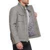 DOCKERS Men’s Faux Leather Military Jacket(Light Grey)