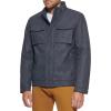 DOCKERS Men’s Faux Leather Military Jacket(Navy)