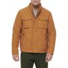 DOCKERS Men’s Faux Leather Military Jacket(Gold Nubuck Faux Suede)