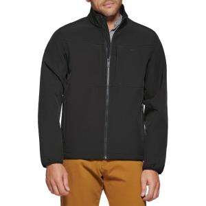 DOCKERS Mens Clean Zip-up Softshell Jacket(Black)