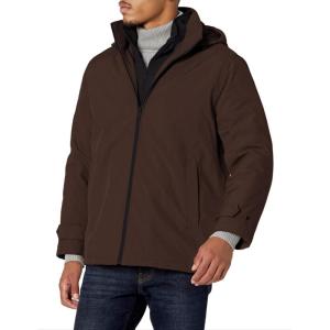 DOCKERS Men’s Dwight Soft Shell Bib Jacket(Dark Brown Hooded)