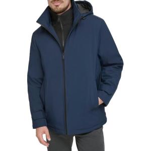 DOCKERS Men’s Dwight Soft Shell Bib Jacket(Navy Hooded)
