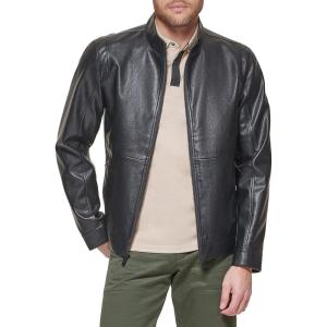 DOCKERS Men’s The Dylan Faux Leather Racer Jacket(Black)