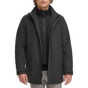 DOCKERS Mens Wool Melton Two Pocket Full Length Duffle Coat(Charcoal)