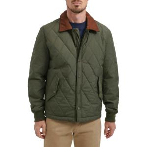 DOCKERS mens Diamond Quilted Jacket With Corduroy Collar(Olive)