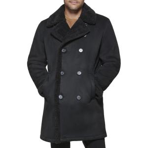 DOCKERS mens Faux Shearling Midlength Overcoat(Black)