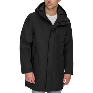 DOCKERS mens Softshell Mid-length Hooded City Coat(Black)