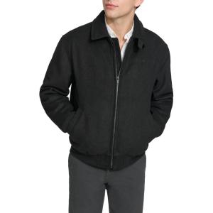 DOCKERS mens Wool Blend Harrington Bomber(Black)
