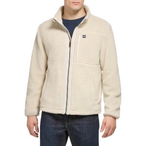 DOCKERS mens Zip Front Sherpa Fleece Jacket With Chest Pocket(Khaki)