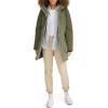 DOCKERS womens Cinched Waist Hooded Parka Jacket With Quilted Interior(Olive)