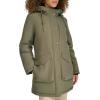 DOCKERS womens Cinched Waist Hooded Parka Jacket With Quilted Interior(Olive)