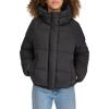 DOCKERS womens Water Resistant Quilted Bubble Puffer Jacket With Hood(Black)