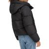 DOCKERS womens Water Resistant Quilted Bubble Puffer Jacket With Hood(Black)