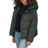 DOCKERS womens Water Resistant Quilted Bubble Puffer Jacket With Hood(Dark Forest)