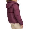 DOCKERS womens Water Resistant Quilted Bubble Puffer Jacket With Hood(Wine)