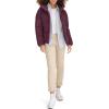 DOCKERS womens Water Resistant Quilted Bubble Puffer Jacket With Hood(Wine)