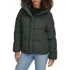 DOCKERS womens Water Resistant Quilted Bubble Puffer Jacket With Hood(Dark Forest)