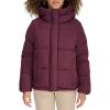DOCKERS womens Water Resistant Quilted Bubble Puffer Jacket With Hood(Wine)