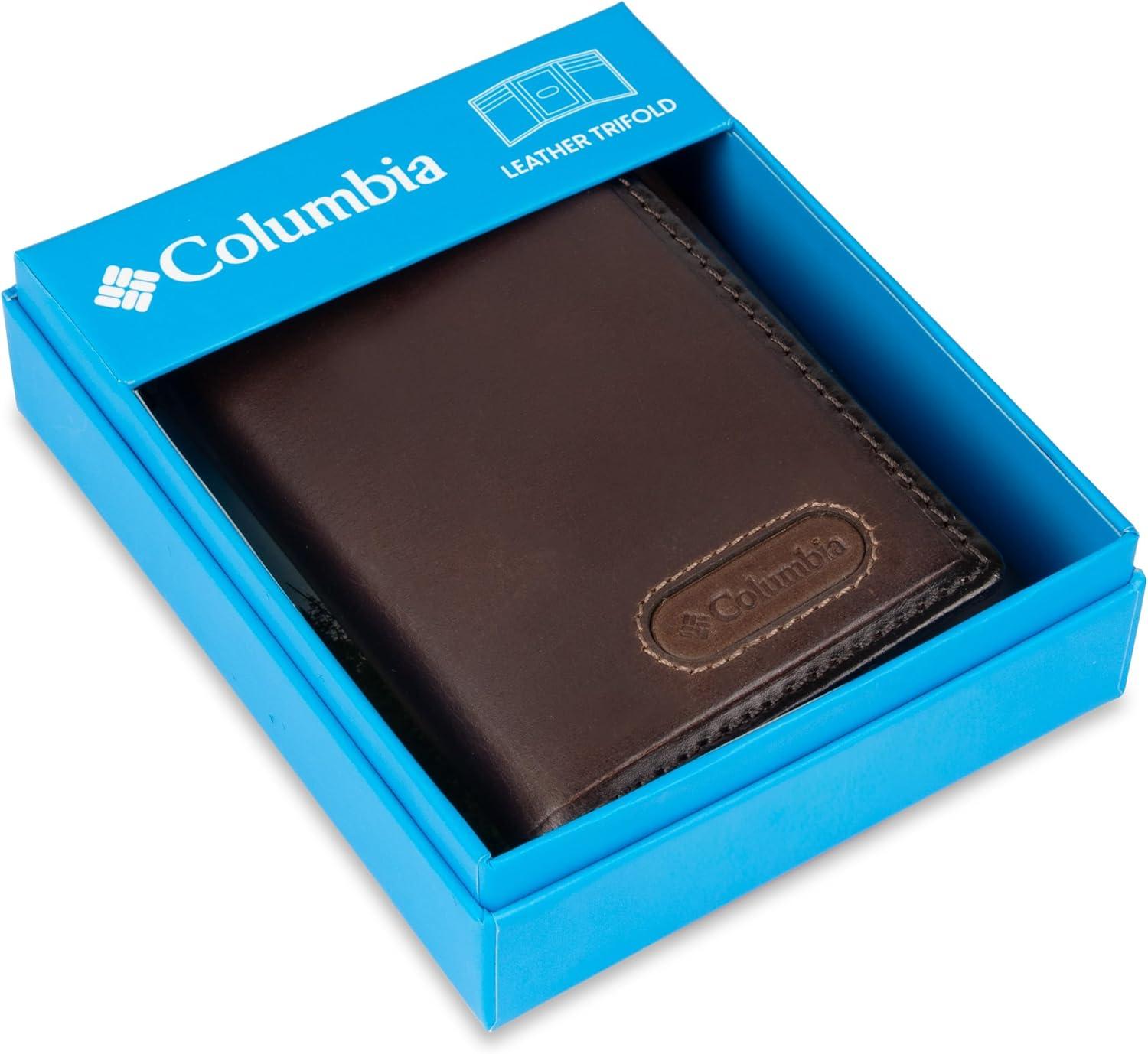 imageDOCKERS Mens Extra Capacity Slim Profile Trifold Wallet with Multiple Card Slots and ID WindowBrown Logo Ornament