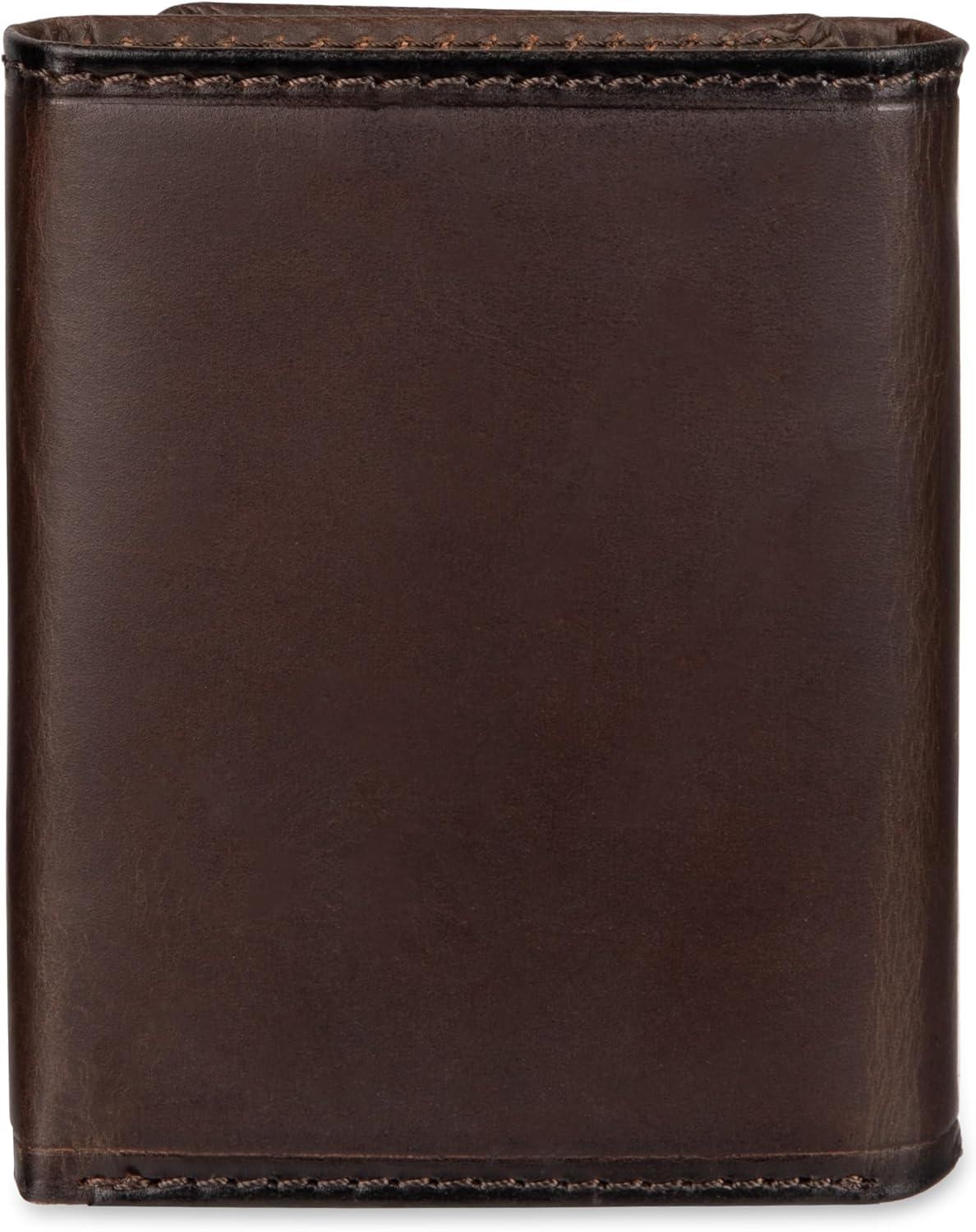 imageDOCKERS Mens Extra Capacity Slim Profile Trifold Wallet with Multiple Card Slots and ID WindowBrown Logo Ornament