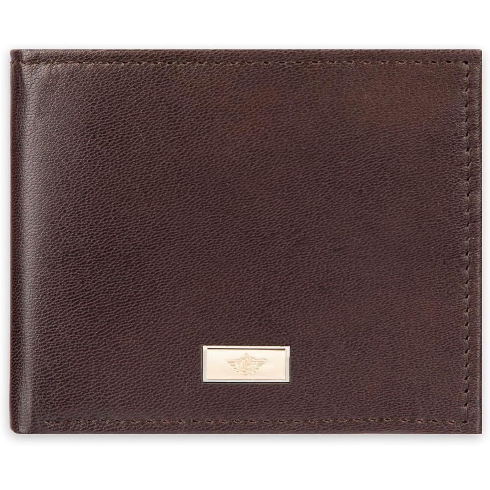 imageDockers Mens Bifold Leather Wallet  Thin Slimfold RFID Blocking Security Smart Extra CapacityBrown TwoTone Ornament