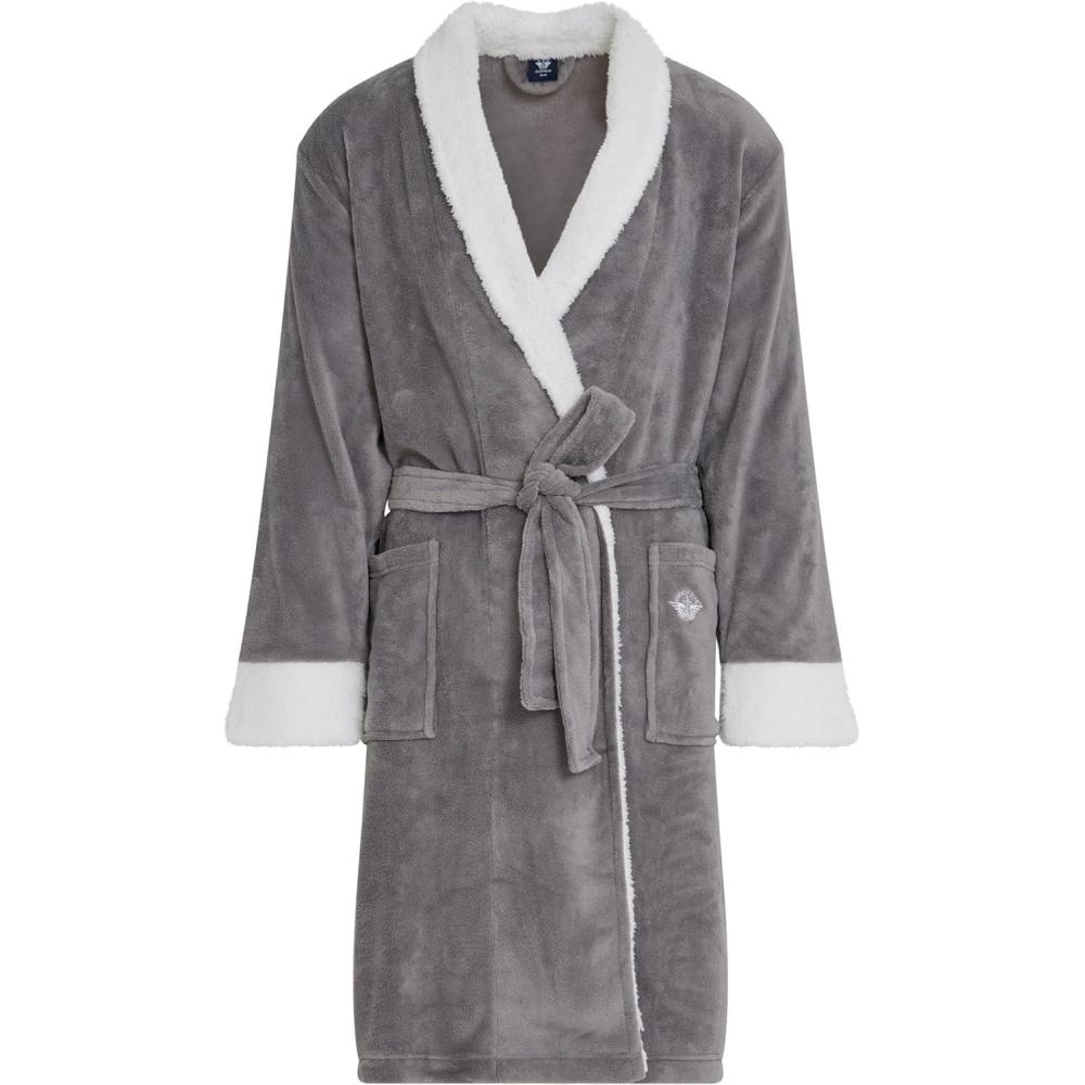 imageDOCKERS Mens Bath Robe for Men Plush Sherpa Shower Robe with PocketsGrey