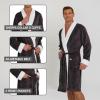 DOCKERS Mens Bath Robe for Men Plush Sherpa Shower Robe with Pockets(Black)
