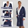 DOCKERS Mens Bath Robe for Men Plush Sherpa Shower Robe with Pockets(Navy)