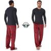 DOCKERS Men’s Pajama Sets, Plaid PJ Pants for Men Lounge Set Long Sleeve Shirt Plaid Bottoms(Black)
