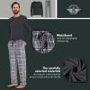 DOCKERS Men’s Pajama Sets, Plaid PJ Pants for Men Lounge Set Long Sleeve Shirt Plaid Bottoms(Black/Grey)
